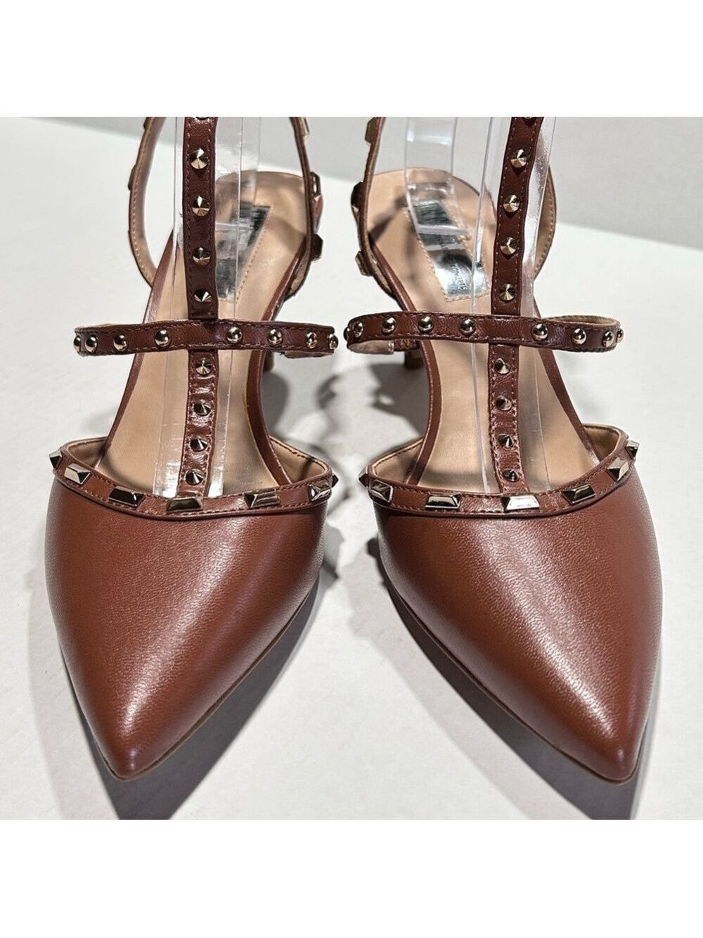 INC International Concepts Tan Studded Ankle Strap Pumps Size 9 - Picture 4 of 11